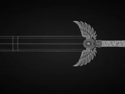 Blessed Sea  Fantasy Sword 3D Model Game-Ready  PBR Textured 3D model