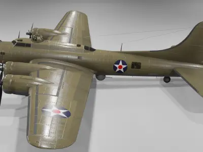 Boeing B-17f Flying Fortress Heavy bomber Low-poly 3D model