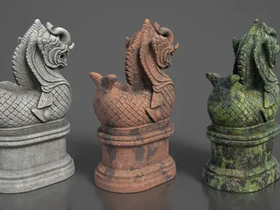 Ancient Khmer Statue 03-250522 Low-poly 3D model