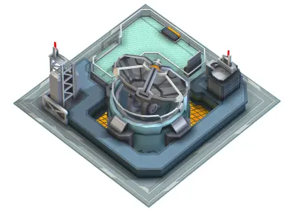 isometrical UFO radar platform station upgrade 1 Low-poly 3D model