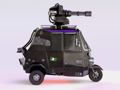 Armored Tricycle- Post Apocalyptic vehicle 3D model 3D model