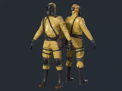 Hazmat Suit Soldier with Rig Low-poly 3D model