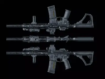 MK18 Assault Rifle Low-poly 3D model