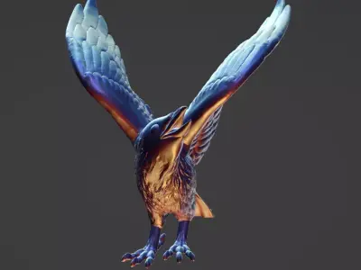Raven in Flight Detailed Bird Sculpture Free 3D print model