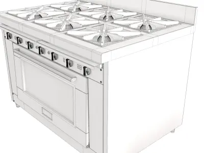 Stove Kitchen Industrial 3D model
