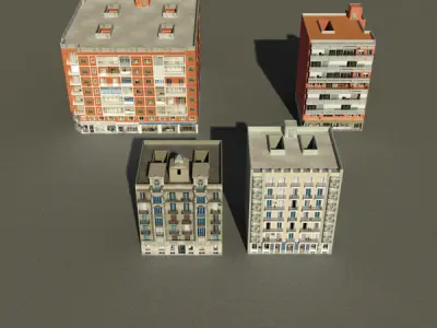 Building Collection 81-84 Low-poly 3D model