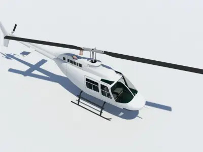 B206 Jet Ranger Static Helicopter Low Poly  Low-poly 3D model
