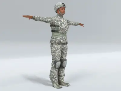 laos Black Female Soldier Low-poly 3D model