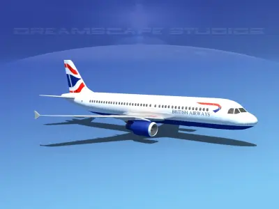 Airbus A320 LP British Airways Low-poly 3D model
