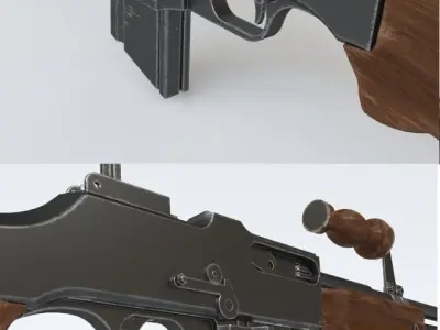 Rifleautomat machine gun with two different views 3D model