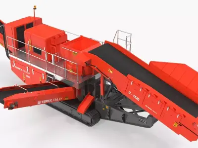 Terex Finlay C1540 Cone Crusher Dual Power Machine Rigged 3D model