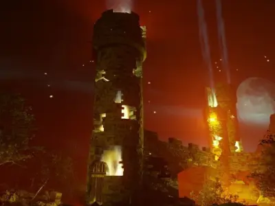 Ruined Castle Kitbash Set 153 parts 3D model 3D model