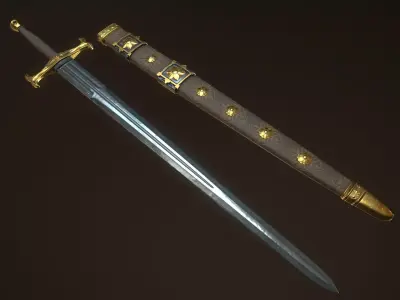 Royal Sword with scabbard Low-poly 3D model