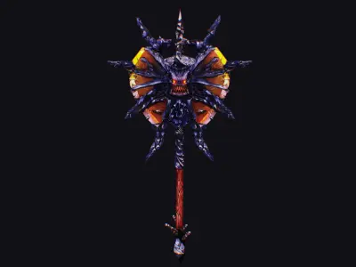 Axe Large Weapon Cutting Fantasy Melee Hatchet Dragon Head Low-poly 3D model