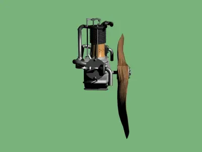 Vintage aircraft engine 1910 3D model