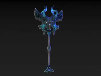 Viking Axe Skull Low-poly 3D model