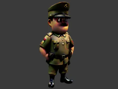 World War II Fat Soldier Low-poly 3D model