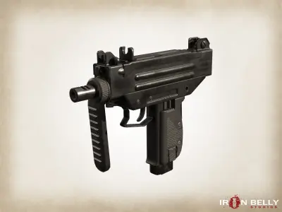AAA FPS Micro-Uzi  Low-poly 3D model