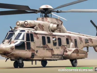 Eurocopter ELIPS NG with 6 Camouflage Skins - Game Ready Low-poly 3D model