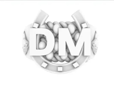 Horse shoe initial ring 3D model