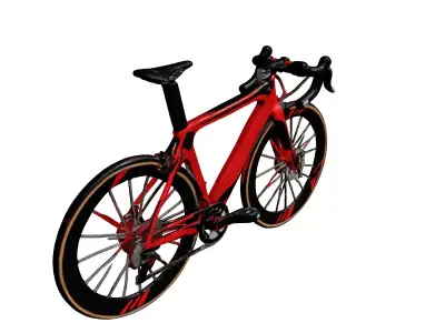 Carbon Fiber Bicycle Frame Red Scratches 3D model