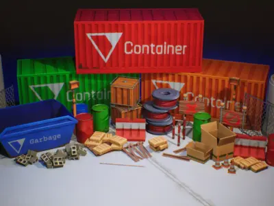 Stylized Industry Low-poly 3D model