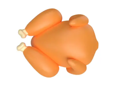 Cartoon Grilled Chicken Low-poly 3D model