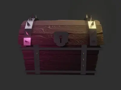 Treasure chest 3 Low-poly 3D model