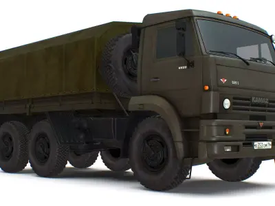 Kamaz 5350 6x6 Russian General Utility Truck Car Military Low-poly 3D model