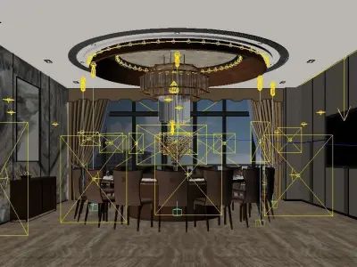 Luxury Private Dining Room in Hotel or Restaurant 3D model