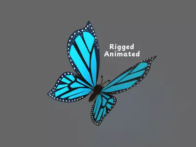 Cartoon Butterfly Wing Flapping 02 Animated Low-poly 3D model