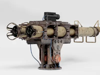 super double-barrel rocketlauncher turret da1 Low-poly 3D model