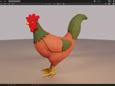 Rooster 3D Model Cartoon Style Print Ready 3D model Low-poly 3D model