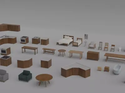 Furniture Pack Free low-poly 3D model