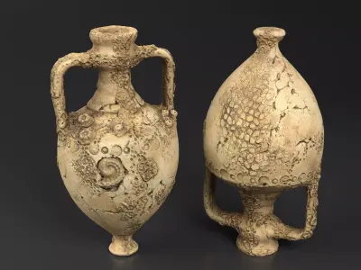 Antique Clay Amphora - Ancient Pottery Low-poly 3D model