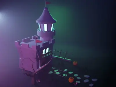 Halloween Castle Low-poly 3D model