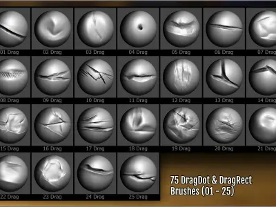 Metal Impact Maker 300 ZBrush brushes and 75 alphas Texture