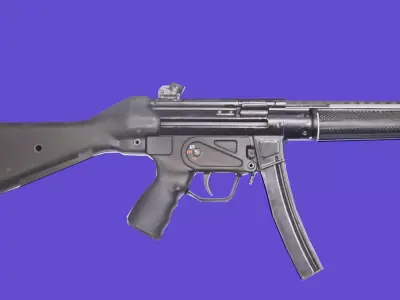 automatic machine gun ready Low-poly 3D model