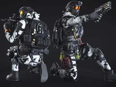 50 HQ Poses 3D models of soldiers 3D model