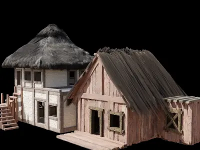 medieval house- pack of 2 3D model