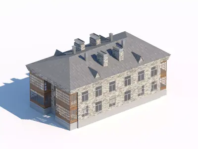Vintage brick residential building model 3D model