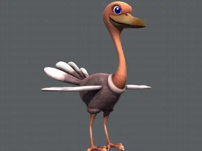 Ostrich V01 Low-poly 3D model