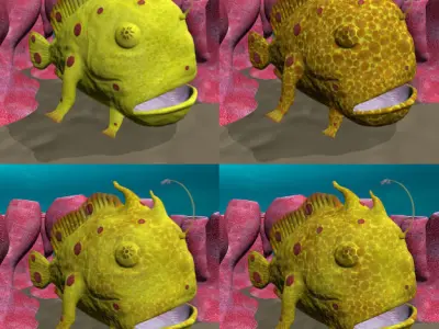 Antennarius rigged low poly Low-poly 3D model