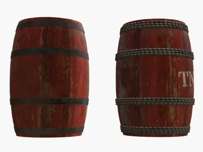 Wooden Barrels Assets 1 Low-poly 3D model