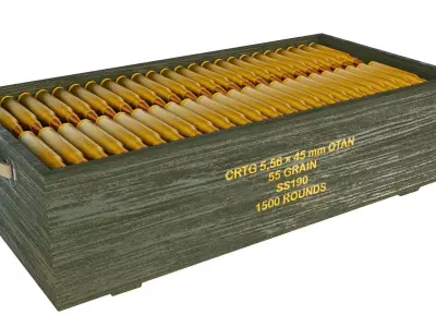 Ammo Wood Box with bullets 3D model