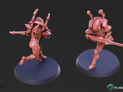 Space Elf Male Soldier Pose 3 - 5 Variants 3D print model
