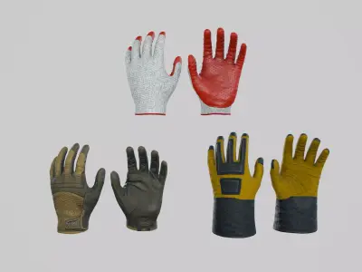 Worker gloves Low-poly 3D model