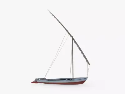 Felucca Sailboat Game Ready  Low-poly 3D model