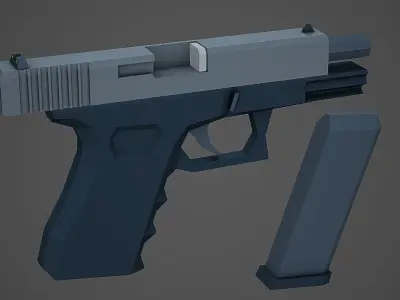 Stylized Glock 19 Low Poly Mobile Ready Low-poly 3D model