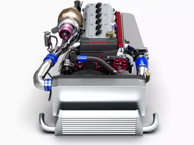 1JZ GTE Turbo Straight 6 Engine Low-poly 3D model